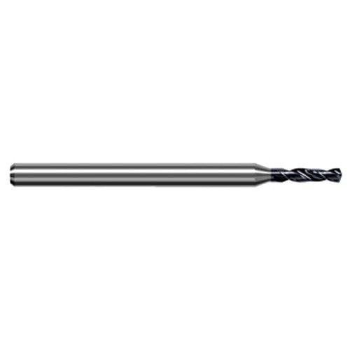 1.612 mm Dia. × 3 mm Shank × 11 mm Flute Length × 50 mm OAL, 5xD, 140°, AlTiN, 2xD Flute, Round Solid Carbide Drill - Exact Industrial Supply