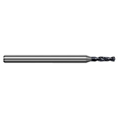1.612 mm Dia. × 3 mm Shank × 11 mm Flute Length × 50 mm OAL, 5xD, 140°, AlTiN, 2xD Flute, Round Solid Carbide Drill - Exact Industrial Supply