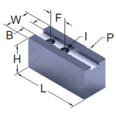 KW6 6″ 1.5mm Serrated Soft Jaw 2-Hole UCut - Benchmark Tooling