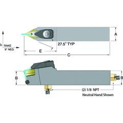 ADDPNN12-4B - 3/4 x 3/4" Neutral Toolholder - Benchmark Tooling