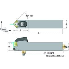 ADSDNN16-4B 1 x 1" Neutral Toolholder - Benchmark Tooling