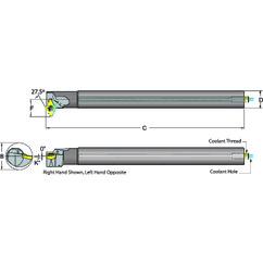 .625 Shank Coolant Thru Boring Bar- 27.5° Lead Angle for DC_T 21.51 Style Inserts - Benchmark Tooling