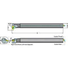 .625 Shank Coolant Thru Boring Bar- 27.5° Lead Angle for DC_T 21.51 Style Inserts - Benchmark Tooling