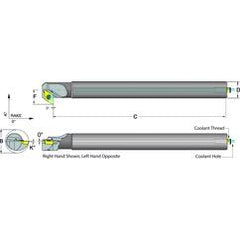 .625 Shank Coolant Thru Boring Bar- -5° (Back Boring) Lead Angle for DC_T 21.51 Style Inserts - Benchmark Tooling