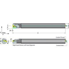 .625 Shank Coolant Thru Boring Bar- -3° Lead Angle for TPMT 21.51 Style Inserts - Benchmark Tooling