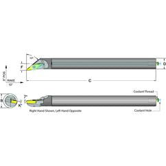 .500 Shank Coolant Thru Boring Bar- -50° Lead Angle for VCMT 221 Style Inserts - Benchmark Tooling