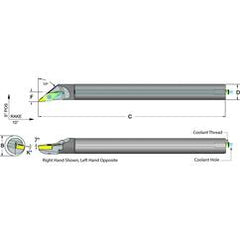 .500 Shank Coolant Thru Boring Bar- -50° Lead Angle for VCMT 221 Style Inserts - Benchmark Tooling