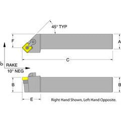 MSSNR20-6D - RH 1-1/4 x 1-1/4 Turning Tool Holder - Benchmark Tooling