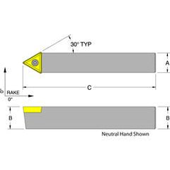 STECN08-2J 1/2 x 1/2" Neutral Turning Toolholder - Benchmark Tooling