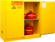 30 Gallon - All Welded - FM Approved - Flammable Safety Cabinet - Manual Doors - 1 Shelf - Safety Yellow - Benchmark Tooling