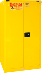 60 Gallon - All Welded - FM Approved - Flammable Safety Cabinet - Self-closing Doors - 2 Shelves - Safety Yellow - Benchmark Tooling