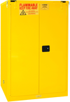 90 Gallon - All Welded - FM Approved - Flammable Safety Cabinet - Self-closing Doors - 2 Shelves - Safety Yellow - Benchmark Tooling