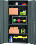 36"W - 16 Gauge - Lockable Cabinet - 4 Adjustable Shelves - Flush Door Style - Gray - Benchmark Tooling