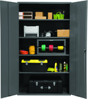 48"W - 16 Gauge - Lockable Shelf Cabinet - 4 Adjustable Shelves - Flush Door Style - Gray - Benchmark Tooling