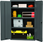 36"W - 16 Gauge - Lockable Shelf Cabinet - 3 Adjustable Shelves - Flush Door Style - Gray - Benchmark Tooling