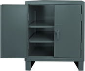 36"W - 14 Gauge - Lockable Shelf Cabinet - 2 Adjustable Shelves - Recessed Door Style - Gray - Benchmark Tooling