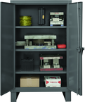 36"W - 14 Gauge - Lockable Shelf Cabinet - 3 Adjustable Shelves - Recessed Door Style - Gray - Benchmark Tooling