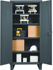 36"W - 14 Gauge - Lockable Shelf Cabinet - 4 Adjustable Shelves - Recessed Door Style - Gray - Benchmark Tooling