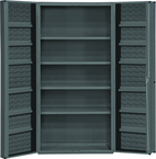 36"W - 14 Gauge - Lockable Shelf Cabinet - 4 Adjustable Shelves - 12 Door Shelves - Deep Door Style - Gray - Benchmark Tooling