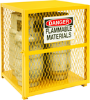 30"W - All Welded - Angle Iron Frame with Mesh Side - Vertical Gas Cylinder Cabinet - Magnet Door - Safety Yellow - Benchmark Tooling