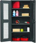 36"W - 14 Gauge - Lockable Ventilated Cabinet - 4 Adjustable Shelves - Flush Door Style - Gray - Benchmark Tooling