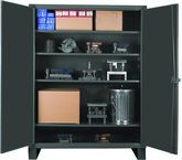 36"W - 12 Gauge - Lockable Cabinet - 4 Adjustable Shelves - Recessed Door Style - Gray - Benchmark Tooling