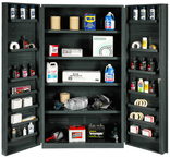 48"W - 14 Gauge - Lockable Cabinet - 4 Adjustable Shelves - 14 Door Shelves - Deep Door Style - Gray - Benchmark Tooling