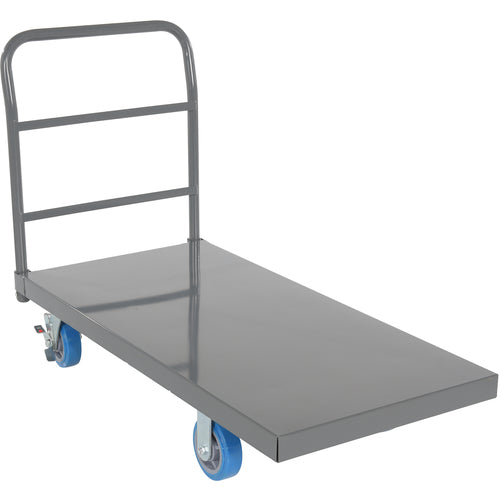 Steel Platform Truck W/ 6 × 2 Poly (Blue) - Exact Industrial Supply