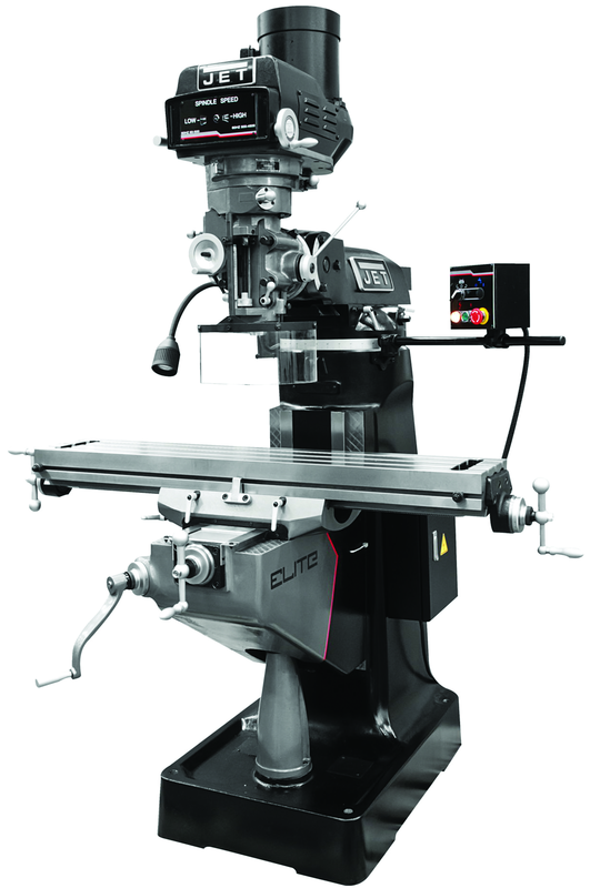 9 x 49" Table Variable Speed Mill With 2-Axis ACU-RITE DP700 DRO and X - Y-Axis JET Powerfeeds - Benchmark Tooling