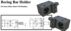 Boring Bar Holder - Right-Hand (Top) (For Emco Maier 16mm VDI Machines) - Part #: CNC86 E58.1625R - Benchmark Tooling