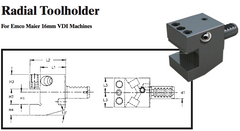 Radial Toolholder (For Emco Maier 16mm VDI Machines) - Part #: CNC86 E45.1616 - Benchmark Tooling