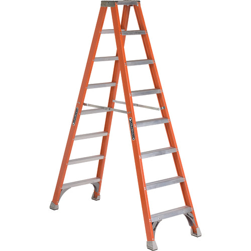 Fiberglass Twin Front Ladder 8 Step - Exact Industrial Supply