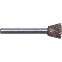 1/2 × 1/2 × 1/4″ SH Inverted Cone Shape - HSS - Burr - Benchmark Tooling