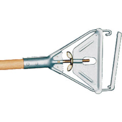 Invader - Easy Change Wet Mop Handle - Large Steel Head - Wood Handle - Should be used with 5″ headband mops only - Benchmark Tooling