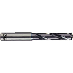 13/64″ Dia. × 6 mm Shank × 28 mm Flute Length × 66 mm OAL, 3xD, TiAlN, 2xD Flute, Coolant Thru, H6 Solid Carbide Drill - Exact Industrial Supply