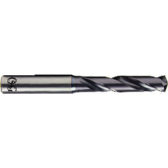 3/4″ Dia. × 20 mm Shank × 79 mm Flute Length × 131 mm OAL, 3xD, 140°, TiAlN, 3 Flute, Coolant Thru, Round Solid Carbide Drill - Exact Industrial Supply