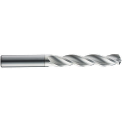 3.7 mm Dia. × 6 mm Shank × 28 mm Flute Length × 66 mm OAL, 5xD, 124°, TB, 3 Flute, External, Round Solid Carbide Drill
