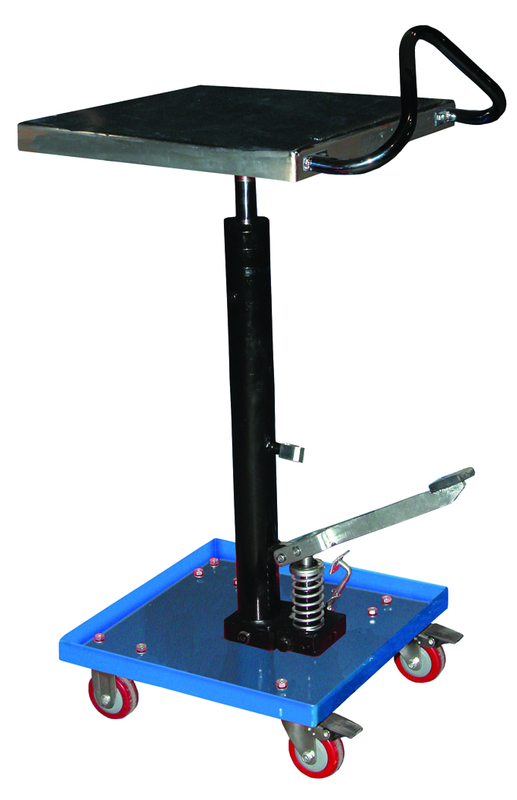 Hydraulic Lift Table - 16 x 16'' 200 lb Capacity; 31 to 49" Service Range - Benchmark Tooling