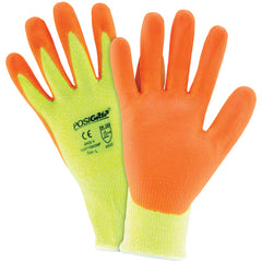 Hi Vis 10 Gauge Yellow HPPE Shell w/ Orange Foam Nitrile Palm Cut Resistant Gloves Large - Benchmark Tooling