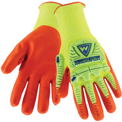 Hi Vis 10 Gauge Yellow HPPE Shell With Orange Foam Nitrile Palm Gloves Large - Benchmark Tooling