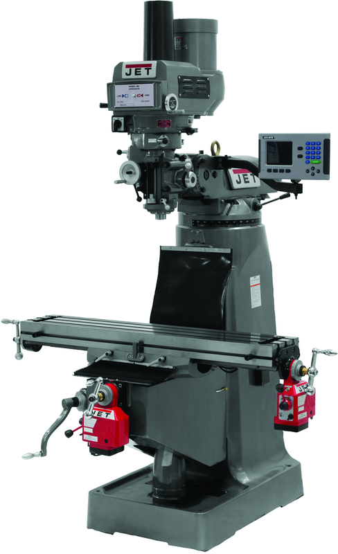 JTM-4VS Mill With 3-Axis ACU-RITE 200S DRO (Quill) With X and Y-Axis Powerfeeds and Power Draw Bar - Benchmark Tooling