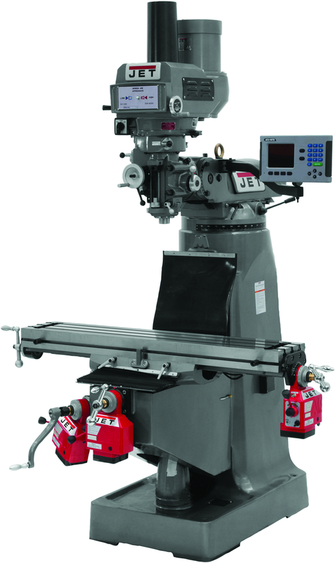 JTM-4VS Mill With 3-Axis ACU-RITE 200S DRO (Quill), X, Y and Z-Axis Powerfeeds With Power Drawbar - Benchmark Tooling