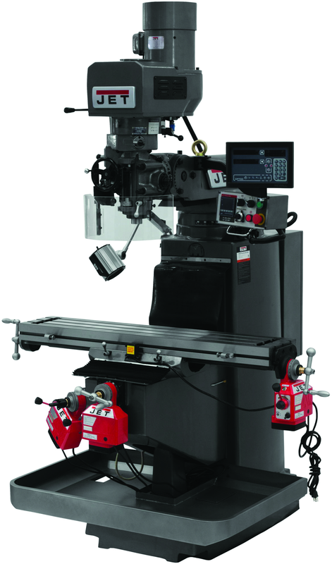 JTM-949EVS Mill With 3-Axis Newall DP700 DRO (Knee) With X-Axis Powerfeed and Air Powered Draw Bar - Benchmark Tooling