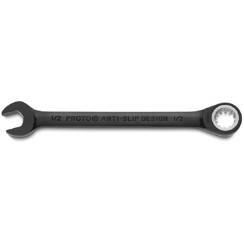 Proto Black Chrome Combination Non-Reversible Ratcheting Wrench 1/2″ - Spline - Benchmark Tooling