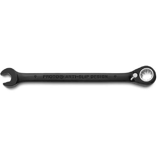 Proto Black Chrome Combination Reversible Ratcheting Wrench 9 mm - Spline - Benchmark Tooling