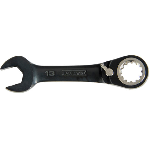 Proto Black Chrome Combination Stubby Reversible Ratcheting Wrench 11 mm - Spline - Benchmark Tooling