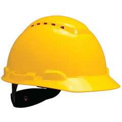 ‎3M Hard Hat with Uvicator H-702V-UV Vented Yellow 4-Point Ratchet Suspension - Benchmark Tooling