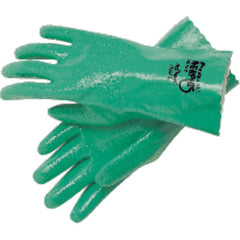 Predaknit Gloves - Green - Full Rough Nitrile Coating - Interlock Lined - 12″ Gauntlet Cuff - Size X-Large - Benchmark Tooling