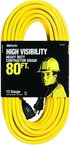 80' Ext. Cord Extra HD 1-Outlet- Neon High Visibility - Benchmark Tooling