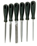 6 Pc. 4" Smooth Engineering File Set - Plastic Handles - Benchmark Tooling